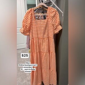 Bright tangerine gingham maxi